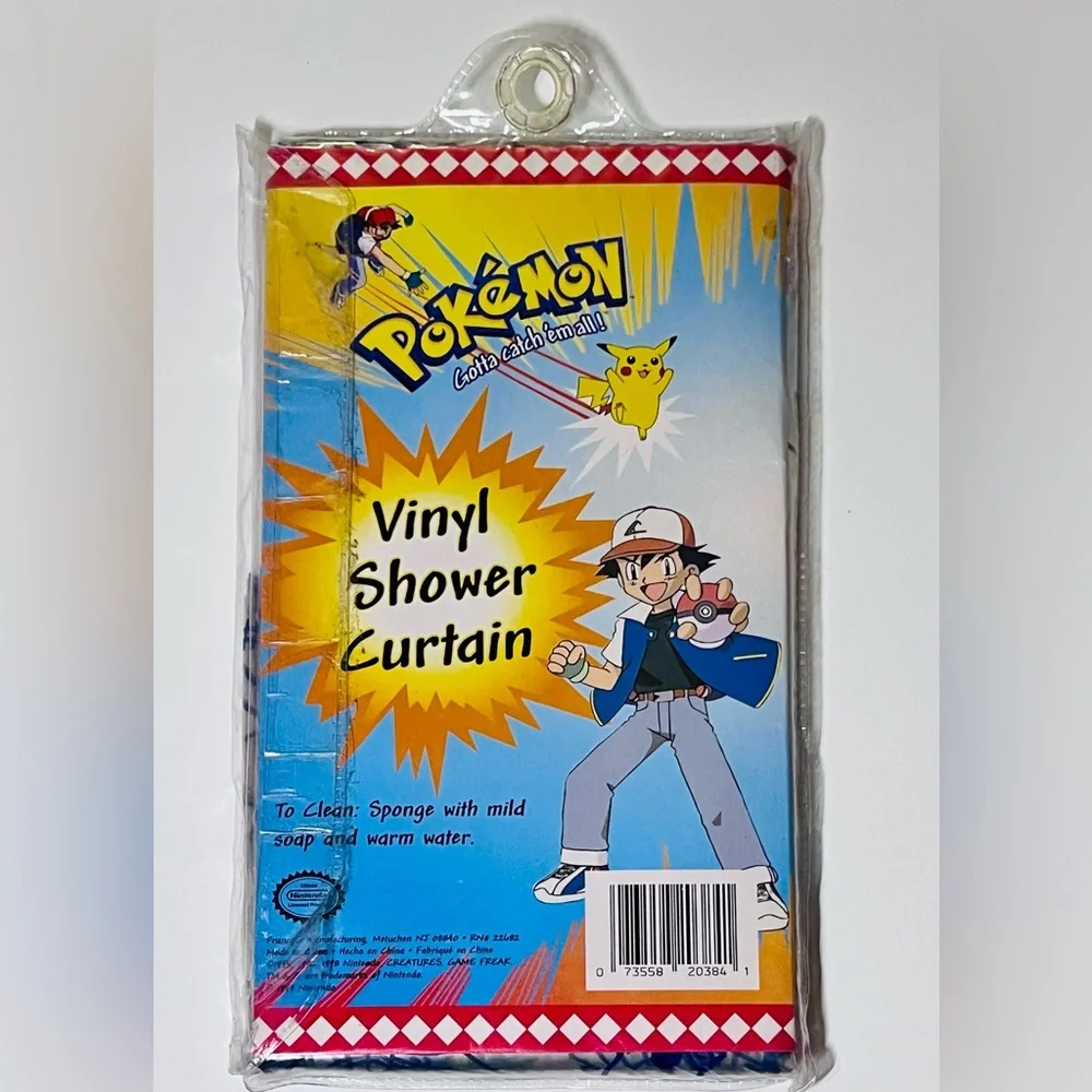 SUPER RARE ‘98 Pokemon Vinyl Shower Curtain